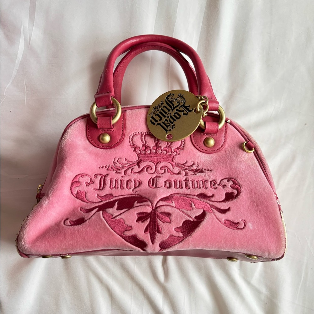 Juicy Couture Pink Satchel with Embroidered Heart